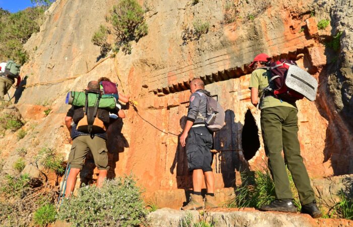 Hikers on Lycian way Trail at kas city